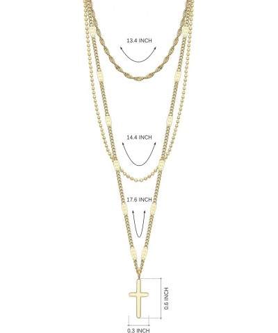 18K Gold Plated Layered Necklace for Women/Faith Pendant Choker Layered Cross Necklace Tiny Dainty Chain Necklace Gift Three ...