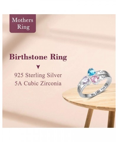 Custom Gifts for Mother Daughter Rings with 3 Birthstones for Mom Personalized BFF Friendship Name Rings Gemstone Birthstone ...