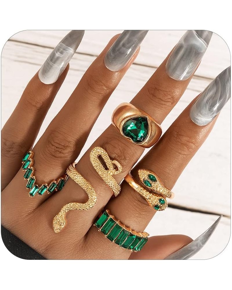 9-15PCS Knuckle Stacking Rings Set for Teen Girls Gifts Crystal Rhinestone Finger Statement Ring Sets Vintage Snake Knot Mid ...