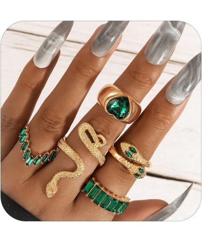 9-15PCS Knuckle Stacking Rings Set for Teen Girls Gifts Crystal Rhinestone Finger Statement Ring Sets Vintage Snake Knot Mid ...