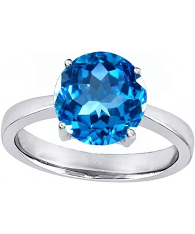 Sterling Silver Solitaire Big Stone Ring Simulated Blue Topaz $30.79 Rings