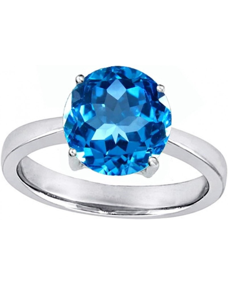 Sterling Silver Solitaire Big Stone Ring Simulated Blue Topaz $30.79 Rings