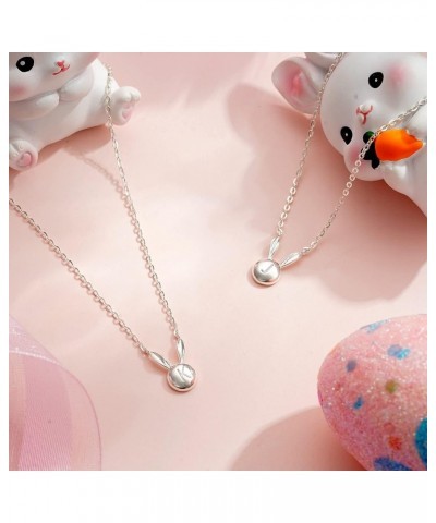 Easter Gifts for Women Girls, S925 Sterling Silver Bunny Neckaces Dainty Rabbit Necklaces Bunny Letter Initial Necklaces East...