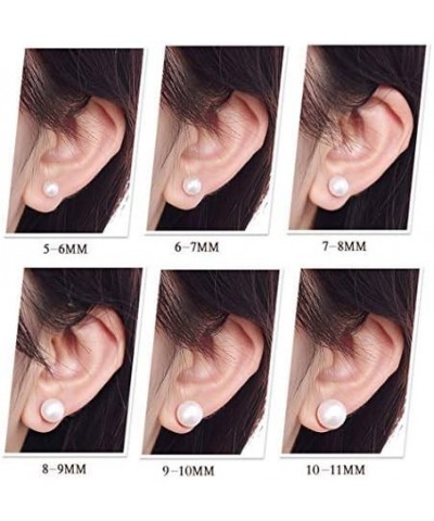 Pearl Earrings Freshwater Pearl White Button Stud Earrings with 925 Sterling Silver for Women 7.5-8.0mm $19.59 Earrings