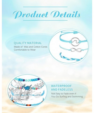 21 Pieces Surfer Wave Bracelet Ocean Wave Adjustable Waterproof Handmade Friendship Bracelet Anklets Jewelry for Women Teen T...