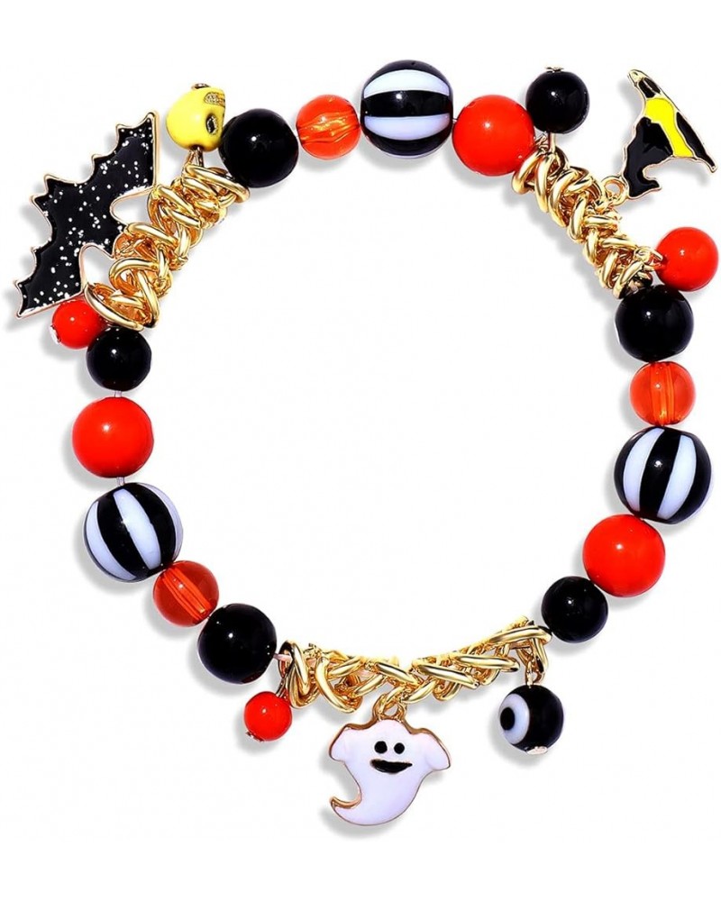 Halloween Bracelets Ghost Pumpkin Switch Charm Bracelets Gifts Stretch Beaded Bracelets for Women Girls Style C $8.39 Bracelets