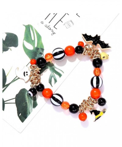 Halloween Bracelets Ghost Pumpkin Switch Charm Bracelets Gifts Stretch Beaded Bracelets for Women Girls Style C $8.39 Bracelets