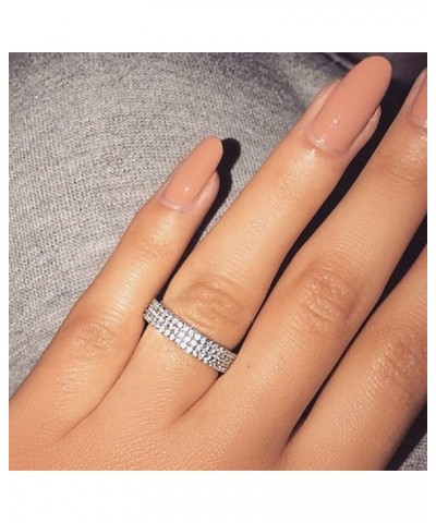 Fashion 925 Sterling Silver Shiny Half Circle Full Diamond Ring Multi-Row Combination Zircon Ring CZ Diamond Eternal Engageme...