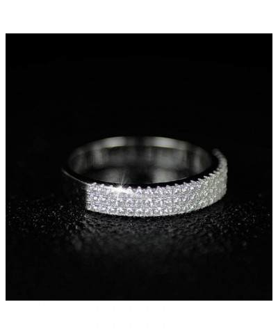 Fashion 925 Sterling Silver Shiny Half Circle Full Diamond Ring Multi-Row Combination Zircon Ring CZ Diamond Eternal Engageme...