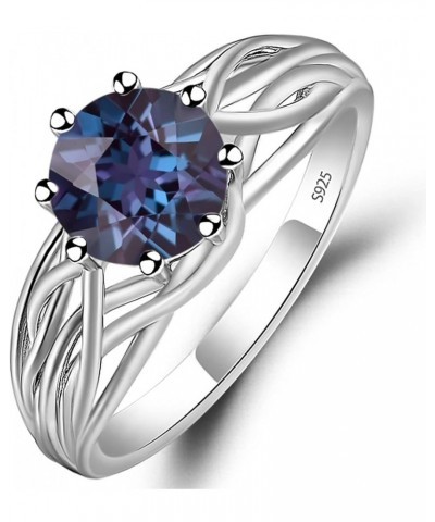 S925 Sterling Silver Round Cut 7 MM Gemstone Ring Personalized Promise Ring Abstract Ring for Women Created Alexandrite $54.4...