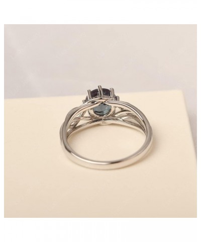 S925 Sterling Silver Round Cut 7 MM Gemstone Ring Personalized Promise Ring Abstract Ring for Women Created Alexandrite $54.4...