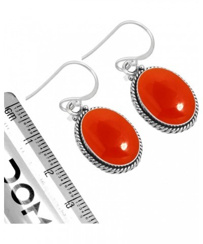 925 Sterling Silver Handmade Dangle Earring for Women Oval Gemstone Costume Silver Jewelry for Gift (98531_E) Carnelian $23.3...