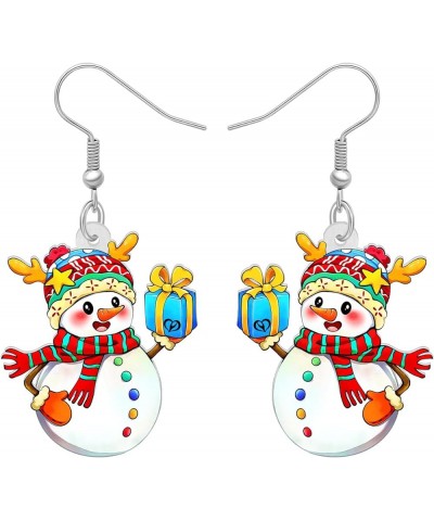 Cute Acrylic Cartoon Christmas Snowman Earrings Drop Dangle Decoration Costumes Jewelry For Women Girls Gift New Year Christm...