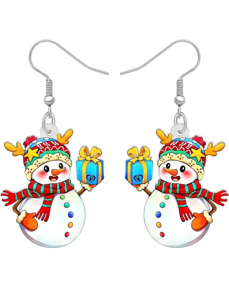 Cute Acrylic Cartoon Christmas Snowman Earrings Drop Dangle Decoration Costumes Jewelry For Women Girls Gift New Year Christm...