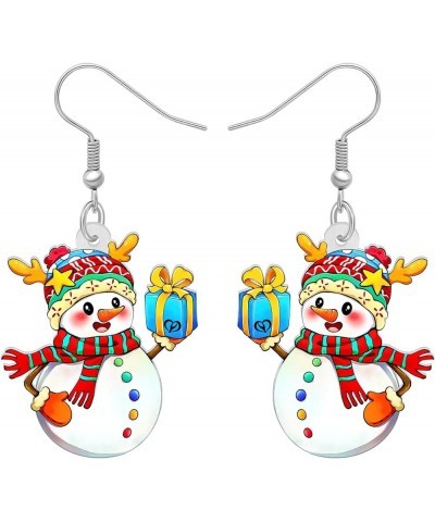 Cute Acrylic Cartoon Christmas Snowman Earrings Drop Dangle Decoration Costumes Jewelry For Women Girls Gift New Year Christm...