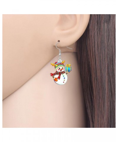 Cute Acrylic Cartoon Christmas Snowman Earrings Drop Dangle Decoration Costumes Jewelry For Women Girls Gift New Year Christm...