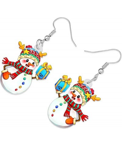 Cute Acrylic Cartoon Christmas Snowman Earrings Drop Dangle Decoration Costumes Jewelry For Women Girls Gift New Year Christm...