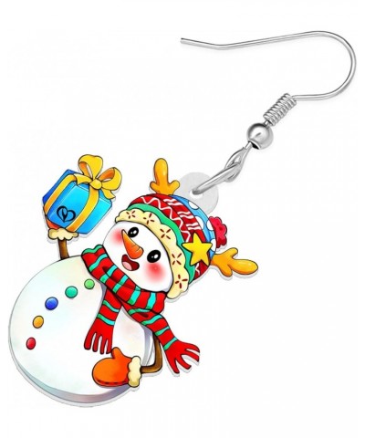 Cute Acrylic Cartoon Christmas Snowman Earrings Drop Dangle Decoration Costumes Jewelry For Women Girls Gift New Year Christm...