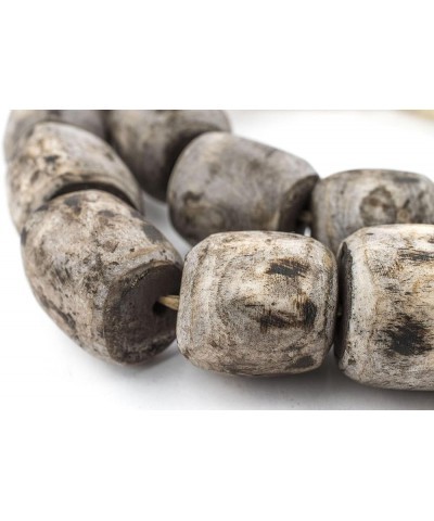 Washed Grey Bone Beads - Full Strand of Fair Trade African Beads - (Faceted, Washed Grey) Barrel Grey $15.20 Necklaces