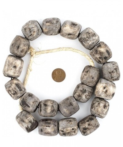 Washed Grey Bone Beads - Full Strand of Fair Trade African Beads - (Faceted, Washed Grey) Barrel Grey $15.20 Necklaces