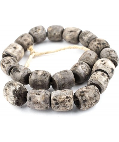 Washed Grey Bone Beads - Full Strand of Fair Trade African Beads - (Faceted, Washed Grey) Barrel Grey $15.20 Necklaces