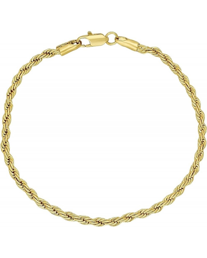 2mm-6mm 14k Yellow Gold Plated Twisted Rope Chain Necklace or Bracelet 7.0 Inches 2.8mm Bracelet $22.26 Necklaces