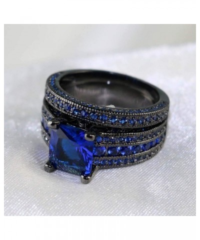 His and Hers Wedding Ring Sets Couples Rings Women 10K Black Gold Filled Blue Cz Wedding Engagement Ring Bridal Sets Men's St...