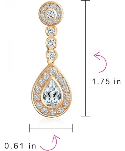 Bridal Teardrop Halo Cubic Zirconia Pave AAA CZ Prom Statement Chandelier Earrings For Women Gold Silver Plate Rose $16.40 Ea...