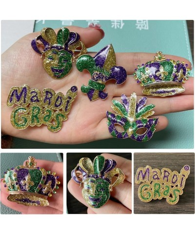 Mardi Gras Brooch MARDI GRAS Glitter Brooch Mask Crown Fleur De Lis Brooch Pin Sparkly Holiday Jewelry for Women Girls Gift F...