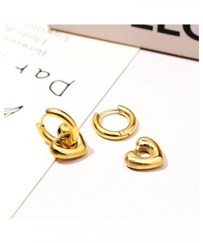 Women Statement Heart Earrings Dangle Drop|Gold Plated Huggie Hoop Earrings for Women Girls Hypoallergenic Fashion Valentines...