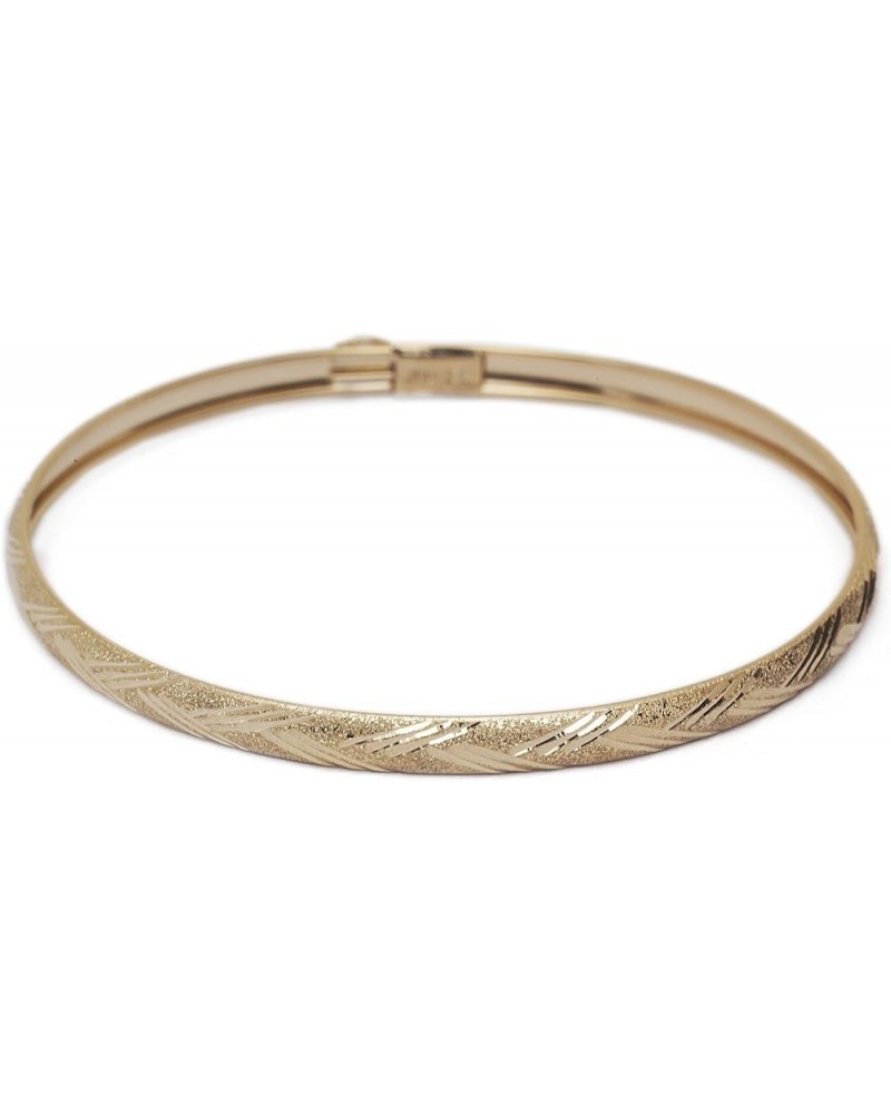 10k Yellow Gold 4mm Bangle Bracelet Flexible Round with Diamond Cut Design 7.0 Inches $92.12 Bracelets