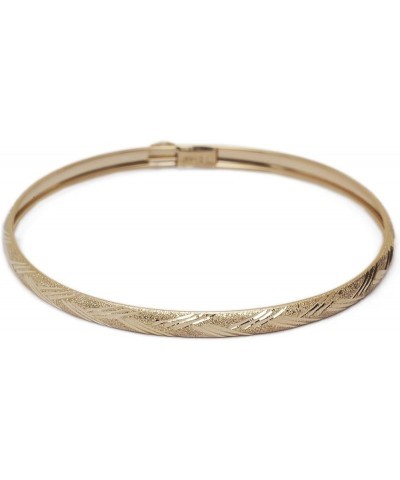 10k Yellow Gold 4mm Bangle Bracelet Flexible Round with Diamond Cut Design 7.0 Inches $92.12 Bracelets