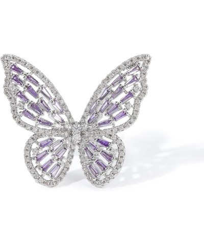 Rhinestone Butterfly Ring for Women Adjustable Cubic Zirconia Cocktail Gold Ring Sparkling Crystal Silver Open Wrap Statement...