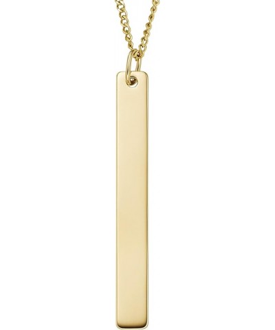 Women's Plated Stainless Steel Engravable Personalized Gift Pendant Chain Necklace for Women Gold Gold Drew Bar Pendant $13.0...