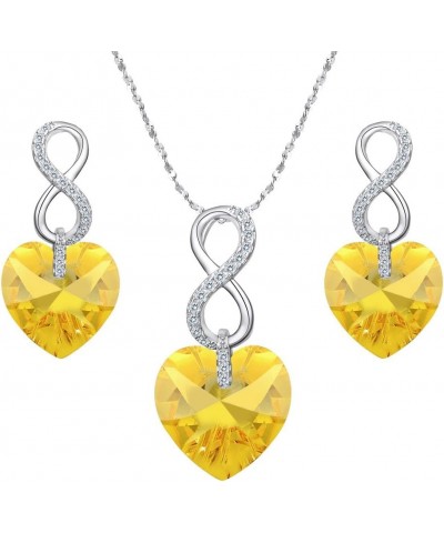 925 Sterling Silver CZ Figure 8 Infinity Love Heart Pendant Necklace Earrings Set Yellow $20.66 Jewelry Sets