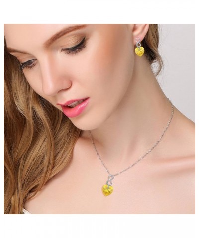 925 Sterling Silver CZ Figure 8 Infinity Love Heart Pendant Necklace Earrings Set Yellow $20.66 Jewelry Sets