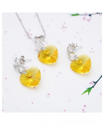 925 Sterling Silver CZ Figure 8 Infinity Love Heart Pendant Necklace Earrings Set Yellow $20.66 Jewelry Sets