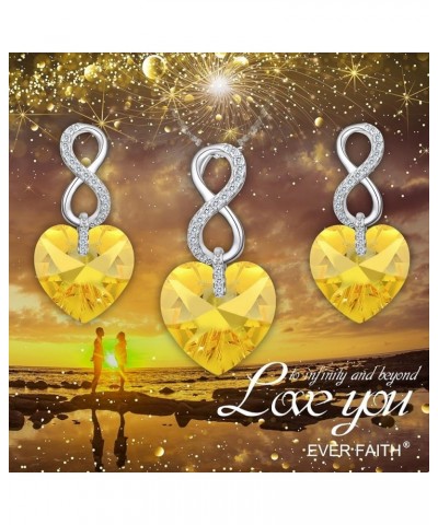 925 Sterling Silver CZ Figure 8 Infinity Love Heart Pendant Necklace Earrings Set Yellow $20.66 Jewelry Sets