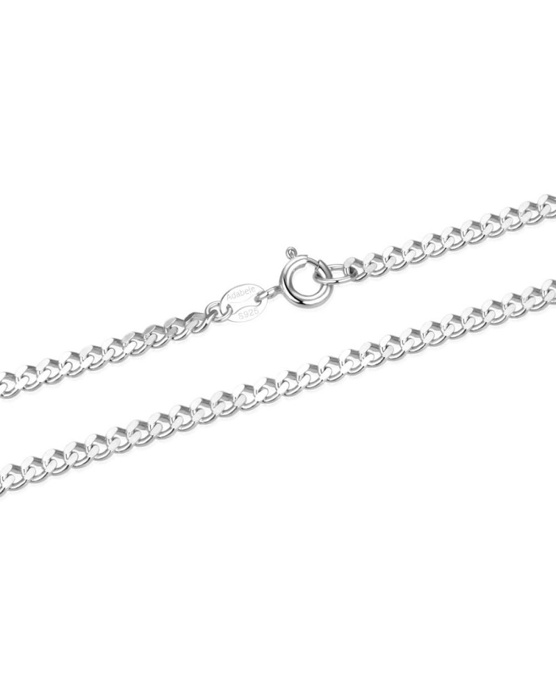 Authentic Sterling Silver 1.2mm 2mm 3mm 4mm Diamond-Cut Curb Chain Necklace Tarnish Resistant Hypoallergenic Nickel Free Wome...