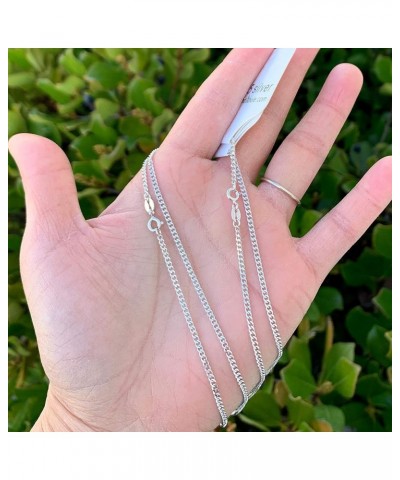 Authentic Sterling Silver 1.2mm 2mm 3mm 4mm Diamond-Cut Curb Chain Necklace Tarnish Resistant Hypoallergenic Nickel Free Wome...