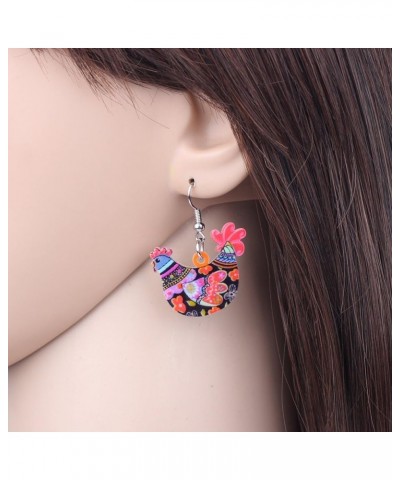 Acrylic Charm Cute Chicken Hen Rooster Earrings Drop Dangle Jewelry for Women Girls Funny Party Gifts Floral $6.47 Earrings