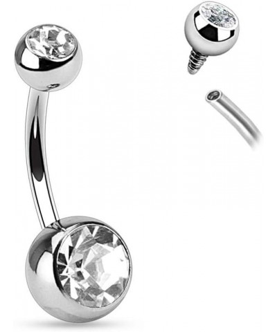 14G Stainless Steel CZ Crystal Gem Internally Threaded Belly Button Ring Aqua $8.76 Body Jewelry