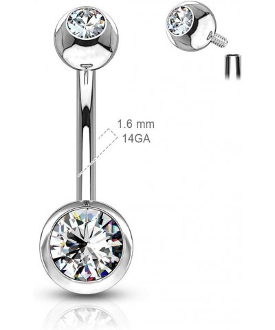 14G Stainless Steel CZ Crystal Gem Internally Threaded Belly Button Ring Aqua $8.76 Body Jewelry