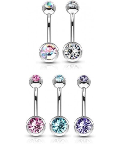 14G Stainless Steel CZ Crystal Gem Internally Threaded Belly Button Ring Aqua $8.76 Body Jewelry