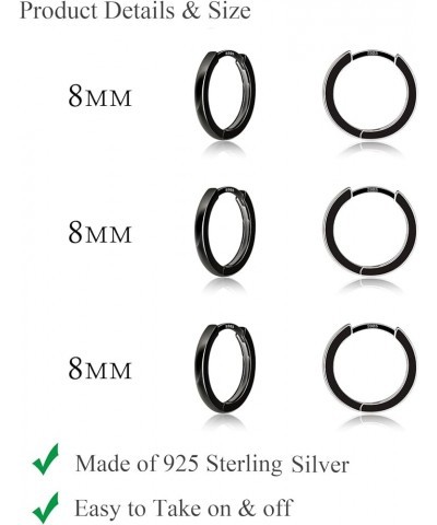 3 Pairs 925 Sterling Silver Hoop Earrings 14K White Gold Plated Small Silver Hoop Earrings for Women Huggie Cartilage Hoop Ea...