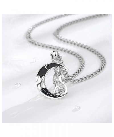 Dragon Wolf Necklaces Personalized for Men Women, 925 Sterling Silver Pendant, Stainless Steel Chain Wolf - Black $30.24 Neck...