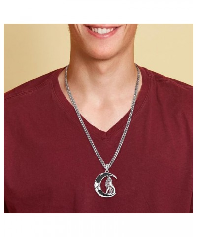 Dragon Wolf Necklaces Personalized for Men Women, 925 Sterling Silver Pendant, Stainless Steel Chain Wolf - Black $30.24 Neck...