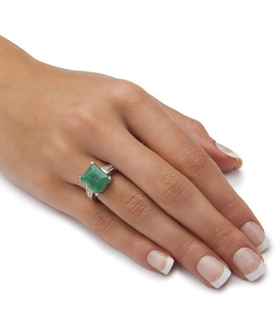 PalmBeach 18K Gold-Plated or Silver Genuine Green Emerald or Blue Sapphire and White Topaz Emerald Cut Ring Sterling Silver $...