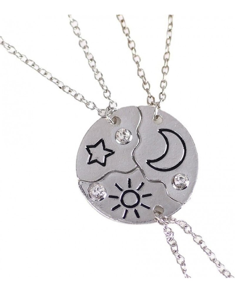 Best Friend Necklaces for 3 Sun Moon Star Cute Puzzle Necklace for Women Teen Girls Sister Heart Big sis Mid sis Little sis M...