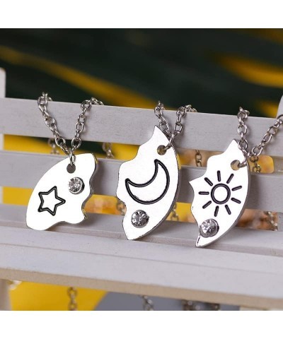 Best Friend Necklaces for 3 Sun Moon Star Cute Puzzle Necklace for Women Teen Girls Sister Heart Big sis Mid sis Little sis M...